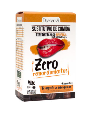 Caja barrita sustitutiva sabor naranja con chocolate 4 unidades 4x35 g  Zero remordimientos