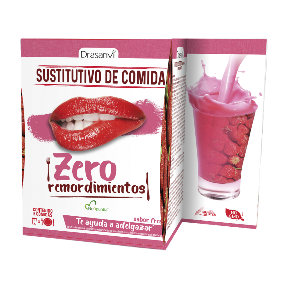 Caja batido sustitutivo fresa 6 sobres 6x52 g  Zero remordimientos