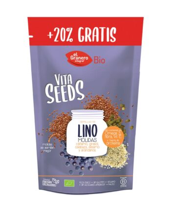 Vitaseeds Lino Molido, Girasol, Sésamo, Calabaza y Arándanos Bio