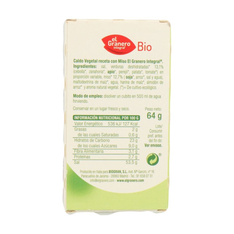 Caldo Vegetal con Miso sin Levadura Bio