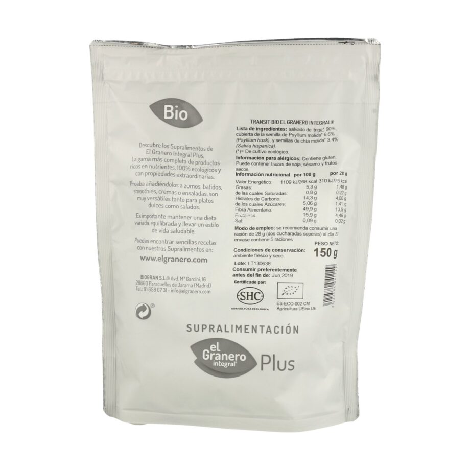 Lax-Transit (Salvado de Trigo, Psyllium y Chia) Bio