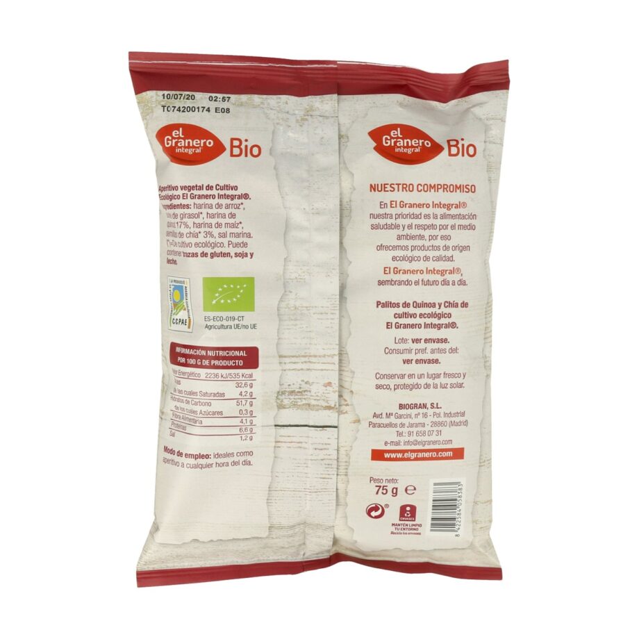Palitos de Quinoa y Chía Bio