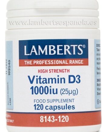 Vitamina D como D3, colecalciferol 1000 UI (25 mcg) 120 cápsulas - 120