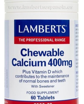 Calcio másticable 400 mg con Vitamina D y FOS. Sabor a limón. - 60 Tabletas
