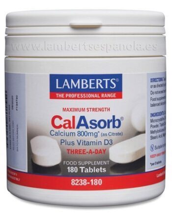 CalAsorb®, Calcio 800 mg como Citrato y Vitamina D3 180 tabletas - 180 Tabletas