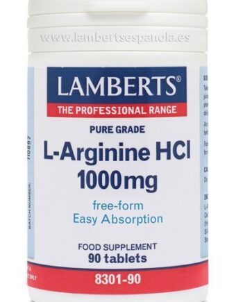 L-Arginina HCI 1000 mg en forma Libre. Aminoácido no esencial - 90 Tabletas