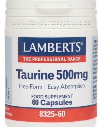 Taurina 500 mg. Forma libre. Aminoácido no esencial - 60 Cápsulas