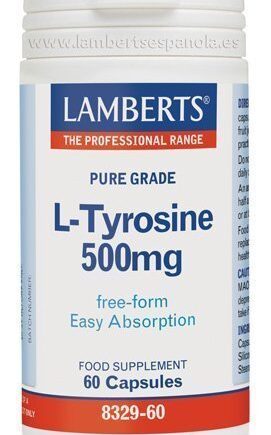 L-Tirosina 500 mg en forma libre. Aminoácido no esencial - 60 Cápsulas