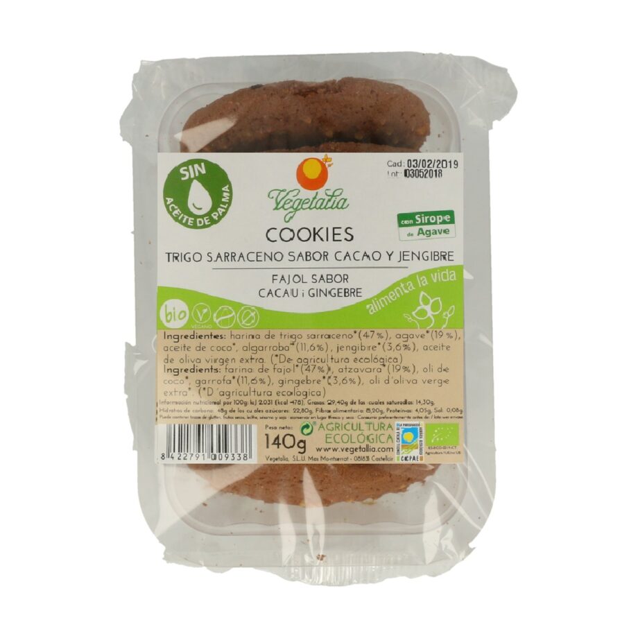 Cookies de Trigo Sarraceno Sabor Cacao y Jengibre - 140 gr.