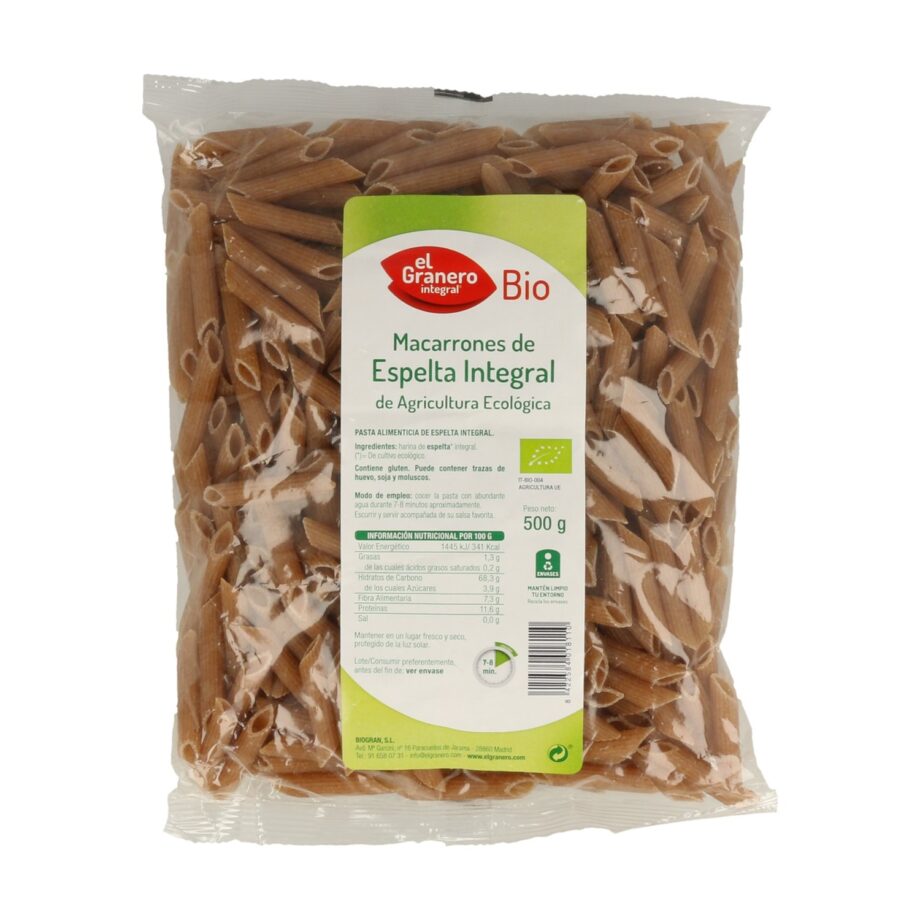 Macarrones de Espelta Integral Bio
