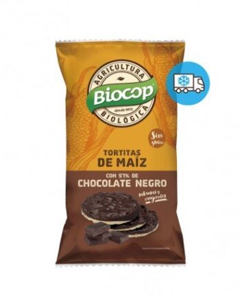Tortitas de maíz con cobertura de chocolate negro Biocop 95 g