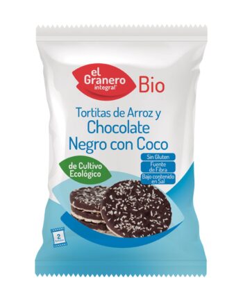Tortitas de arroz y chocolate negro con coco